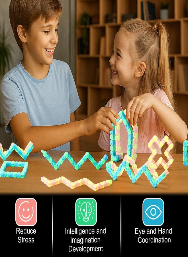 LaRandom 36 Pcs Fidget Wacky Tracks Toys Bulk Light up Snap Fidgets Snake Click Sensory Toys Glow in The Dark 24 Links Puzzles for Kids Classroom School Adults Autism Stress Relief, Party Bag Fillers - Image 4